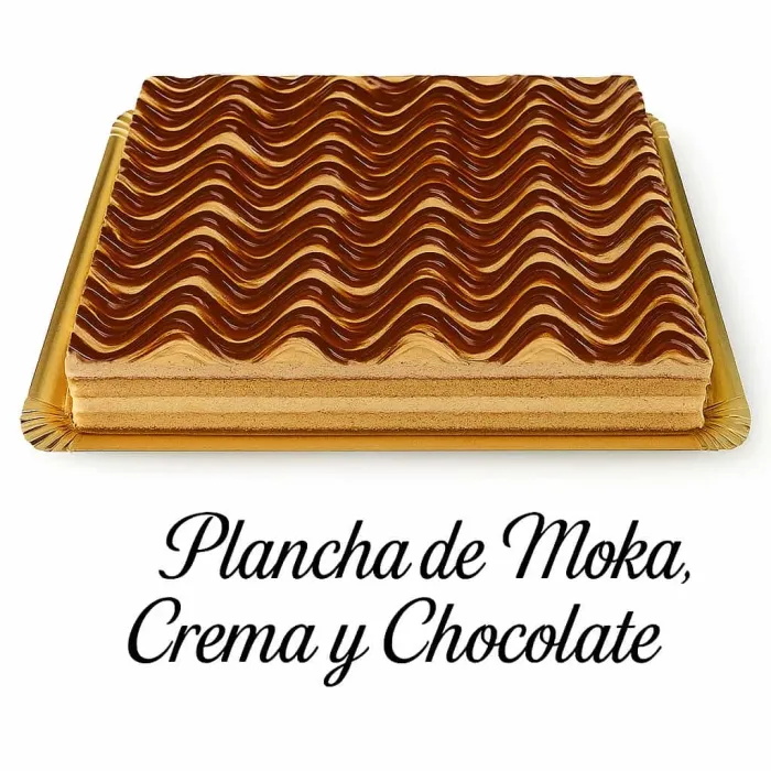 Plancha entera de moka, crema y chocolate.