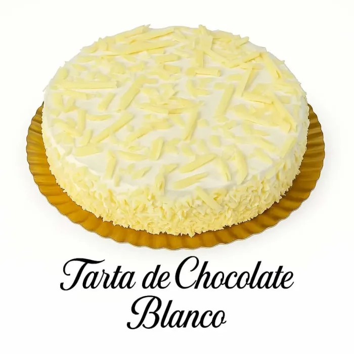Tarta de menú de hostelería de chocolate blanco.