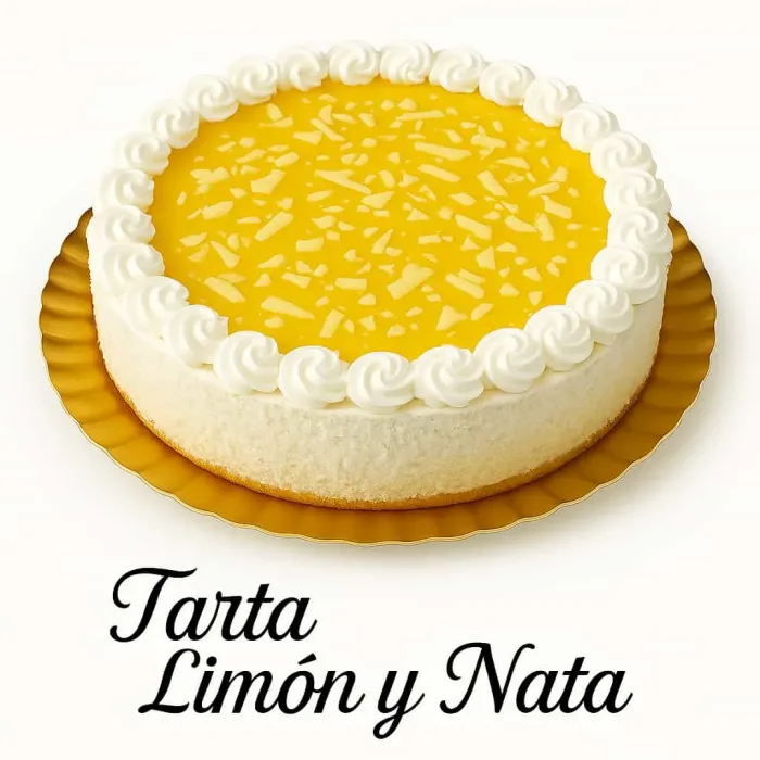 Tarta de menú de hostelería de limón y nata.