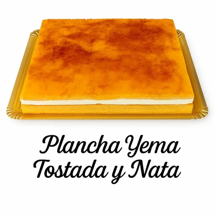 Plancha entera de yema tostada y nata.