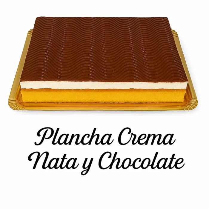 Plancha entera de crema, nata y chocolate.