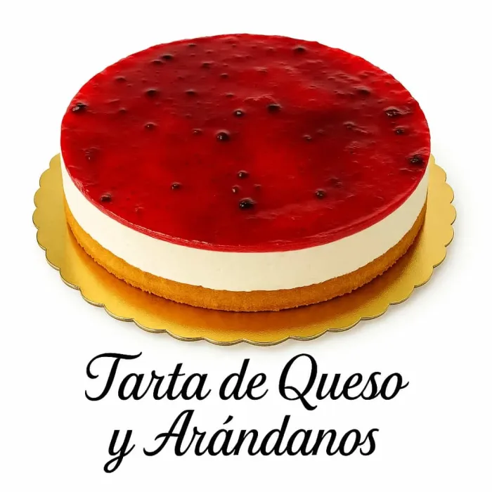 Tarta de menú de hostelería de queso y arándanos.