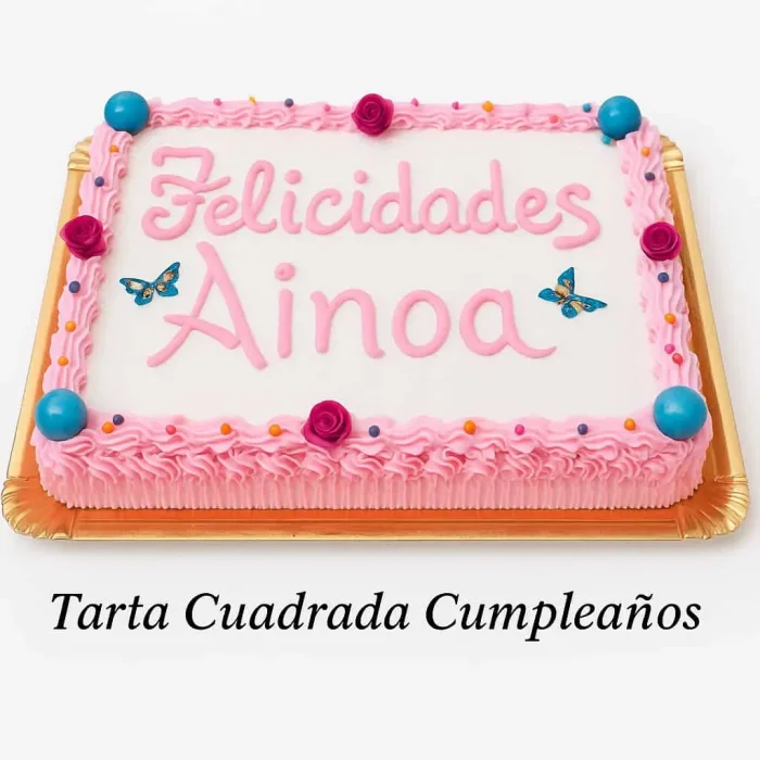 Tarta cuadrada cumpleaños.